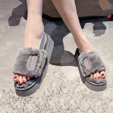 Wool Slippers Disco Slide Thick-Soled Women Slippers Luxeara