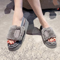 Wool Slippers Disco Slide Thick-Soled Women Slippers Grey Luxeara