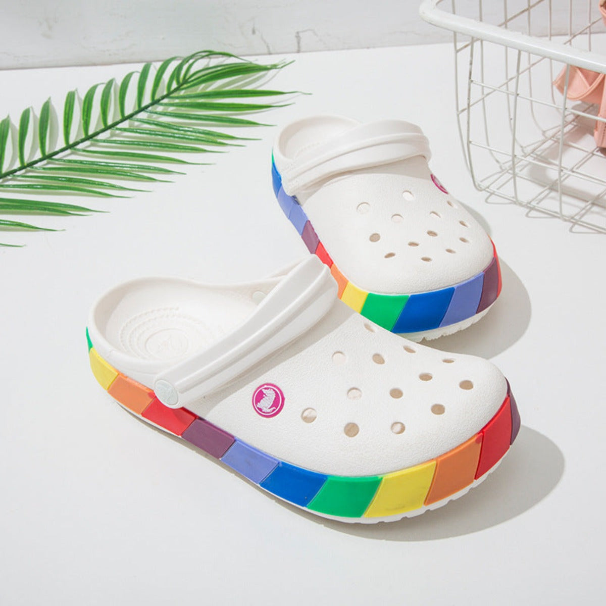 Women's Clog Comfortable Crocs Breathable Shoes - White colorful - Women's Sandals - Carvan Mart