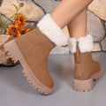Square-heeled Snow Boots Winter Plus Velvet Platform Plush Shoes Fashion Warm Non-slip Mid-calf Boot For Women Luxeara