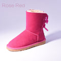 Snow Boots Women's Warm Fur Baileys Bow Boots Rose Red Luxeara