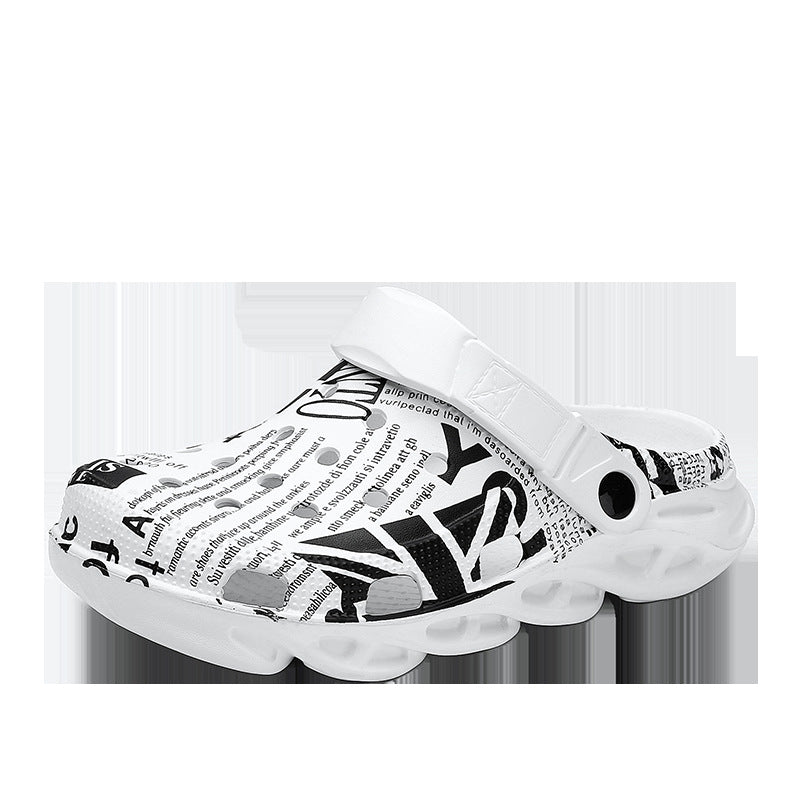 Luxeara Comfortable Lightweight Graphic Clogs - Breathable Dual-Purpose Beach Sandals White Luxeara