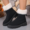 Square-heeled Snow Boots Winter Plus Velvet Platform Plush Shoes Fashion Warm Non-slip Mid-calf Boot For Women Luxeara