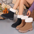 Square-heeled Snow Boots Winter Plus Velvet Platform Plush Shoes Fashion Warm Non-slip Mid-calf Boot For Women Luxeara