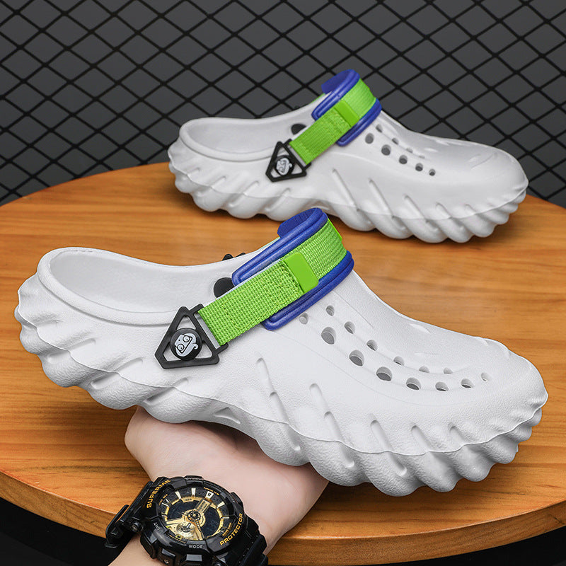 Echo Clogs Closed Toe Hollow-out Sandals - Comfortable & Stylish Casual Footwear White Luxeara