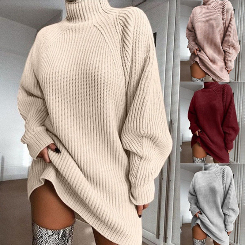 Luxeo Fashion Turtleneck Long Sweater Dress for Women – Winter Fashion
