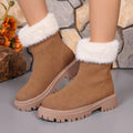 Square-heeled Snow Boots Winter Plus Velvet Platform Plush Shoes Fashion Warm Non-slip Mid-calf Boot For Women Khaki Luxeara