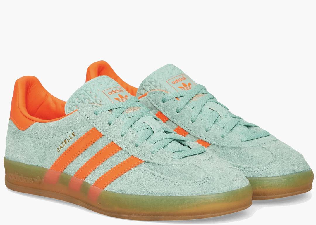adidas Originals Gazelle Indoor Pulse Mint Green Screaming Orange Luxeara