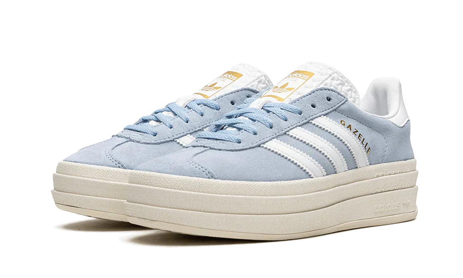 adidas Originals Gazelle Bold Shoes Clear Sky Cloud White Gold Metallic Luxeara