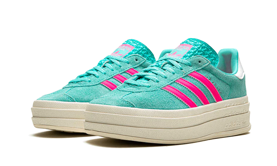 adidas Originals Gazelle Bold Shoes Flash Aqua Lucid Pink Cloud White Luxeara