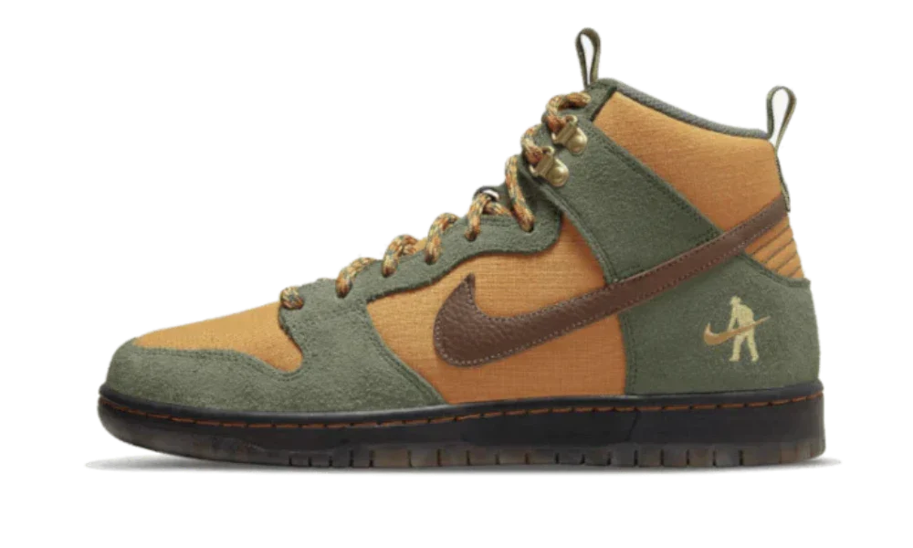 Nike SB Dunk High Shoes Carbon Green Cider-Wheat Gold Pass-Port Nike