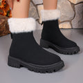 Square-heeled Snow Boots Winter Plus Velvet Platform Plush Shoes Fashion Warm Non-slip Mid-calf Boot For Women Black Luxeara