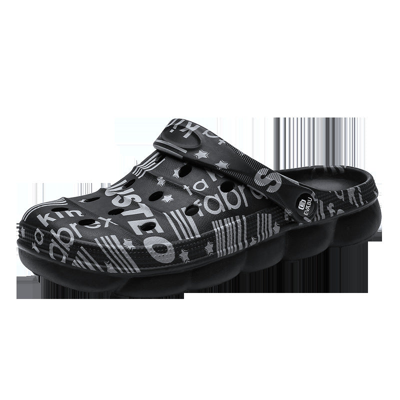 Luxeara Comfortable Lightweight Graphic Clogs - Breathable Dual-Purpose Beach Sandals Black Luxeara