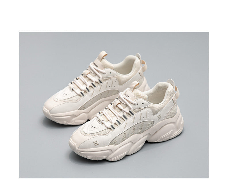 Casual Thick-soled White Sneakers Women Ins Trendy Shoes Beige Luxeara