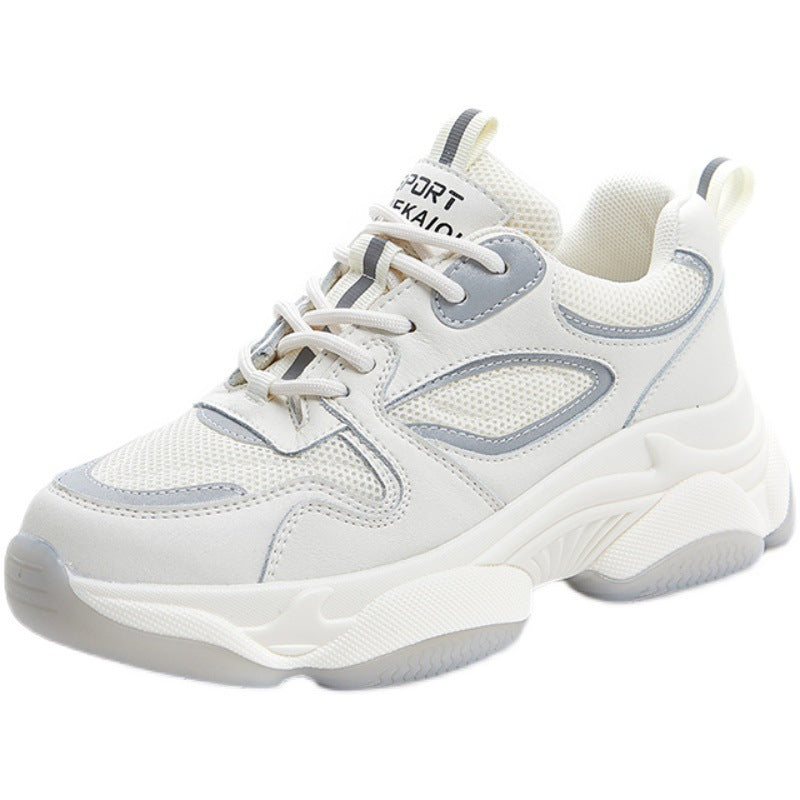 Women Platform Casual Shoes Reflective Fashion Sports White Sneakers Luxeara