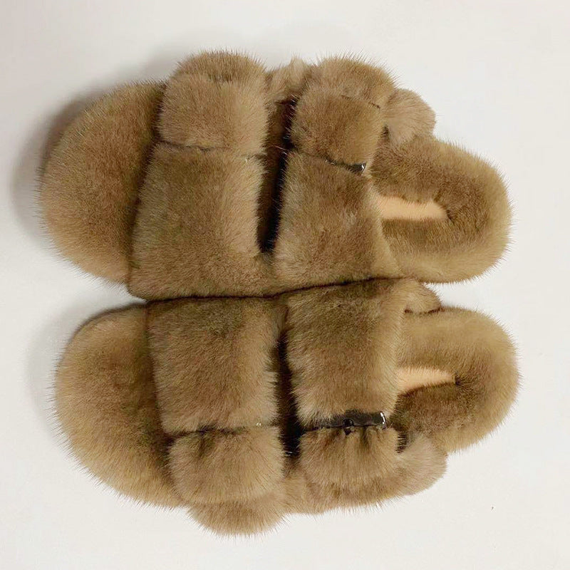 Solid Color Thick Bottom Double-breasted Cotton Slippers Luxeara