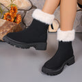 Square-heeled Snow Boots Winter Plus Velvet Platform Plush Shoes Fashion Warm Non-slip Mid-calf Boot For Women Luxeara